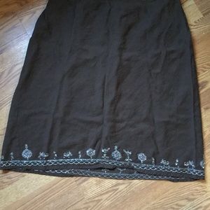 Lane Bryant Brown Embellished Hem Long Skirt